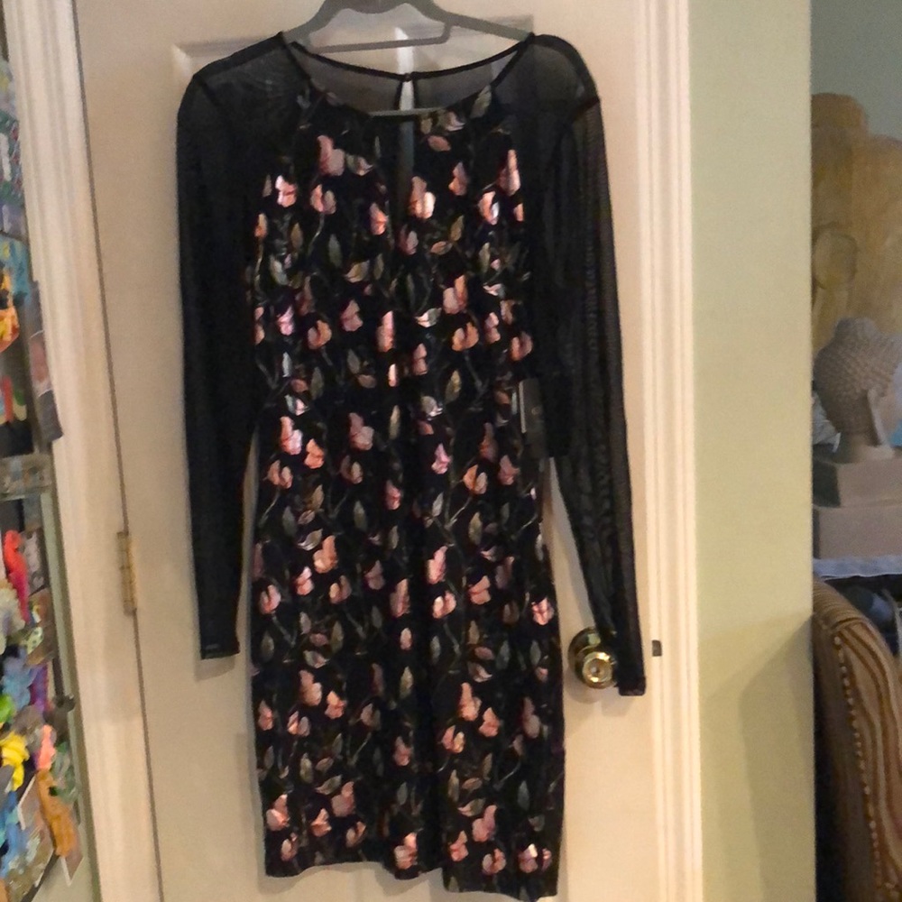 Guess dress metallic and sheer tags on